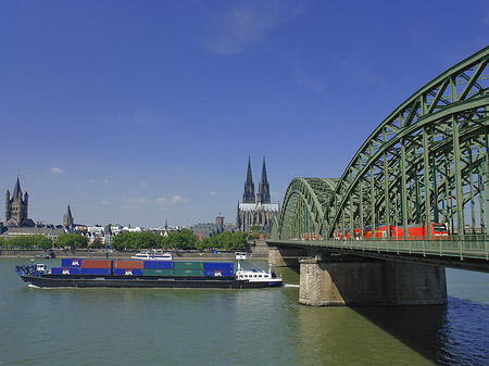 Foto Schiff unter der Hohenzollernbrücke